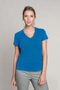 Kortärmad t-shirt med v-ringning - dam