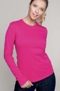 Långärmad t-shirt med rund hals - dam