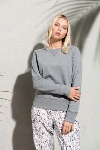 Kariban collegetröja ekologisk rund krage med raglanärmar för kvinnor