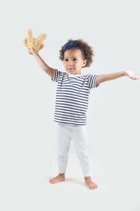 Randig t-shirt med rund hals - barn