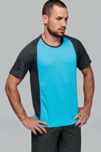 Tvåfärgad kortärmad t-shirt med rund hals - herr