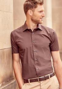 Lättskött kortärmad skjorta - formsydd - herr