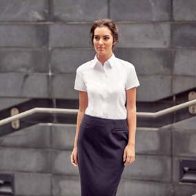 Kortärmad fiskbensskjorta - dam