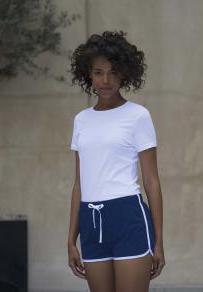 Stretch-t-shirt med rund hals - dam